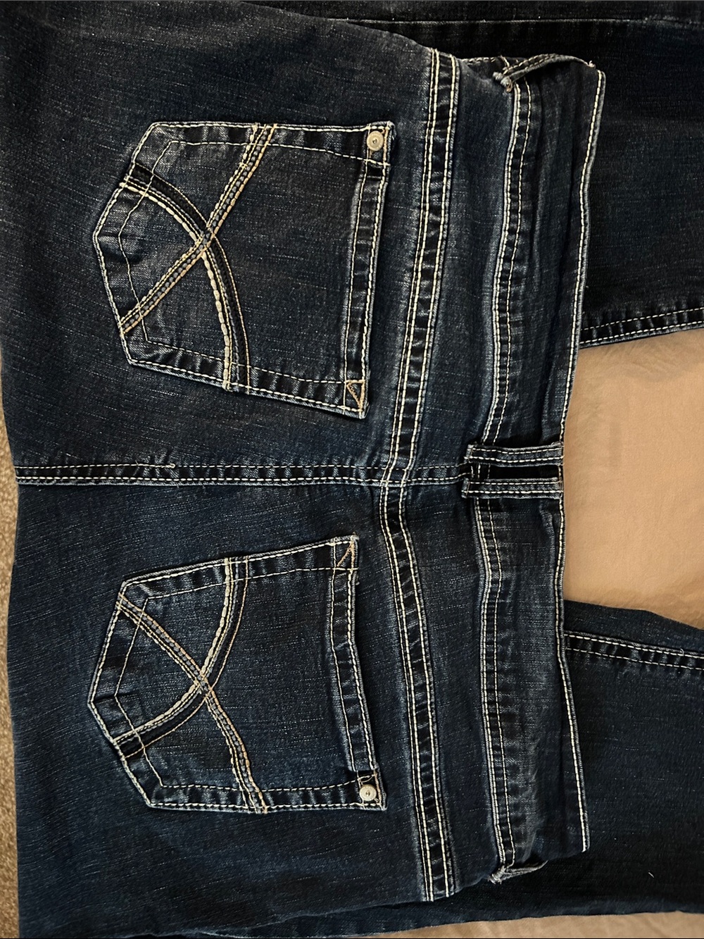 Wallflower Dark Blue Straight Leg Jeans with Contrast Stitching